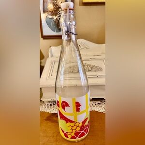Vintage Italy glass bottle decorated with fruit motifs